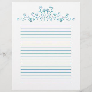 Blauwe lijnkunsttekening rozen.