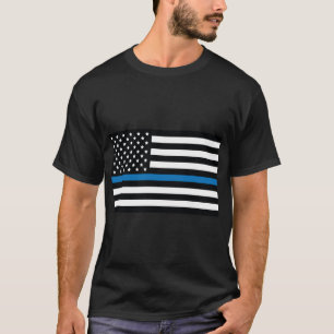 Blauwe lijnvlag, Amerikaanse vlag met blauwe stree T-shirt