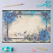 Blauwe lijst ephemera tissuepapier (Craft)