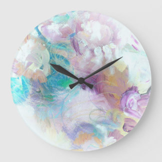 Blauwe Lila Abstracte wandklok Grote Klok