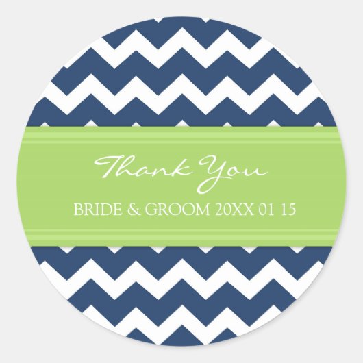 Blauwe Limoen Chevron Dank u bruiloft gunst Labels (Voorkant)