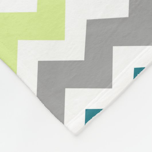 Blauwe Limoen Gray Chevron Pattern Monogram Blanke Fleece Deken (Hoek)