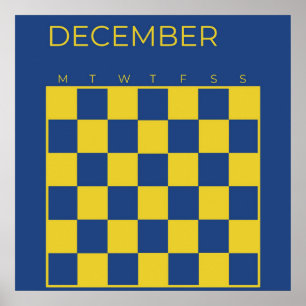 Blauwe Limoen ongedateerd geruite decemberkalender Poster