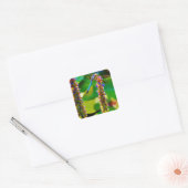 Blauwe limonade en bloemen vierkante sticker (Envelop)