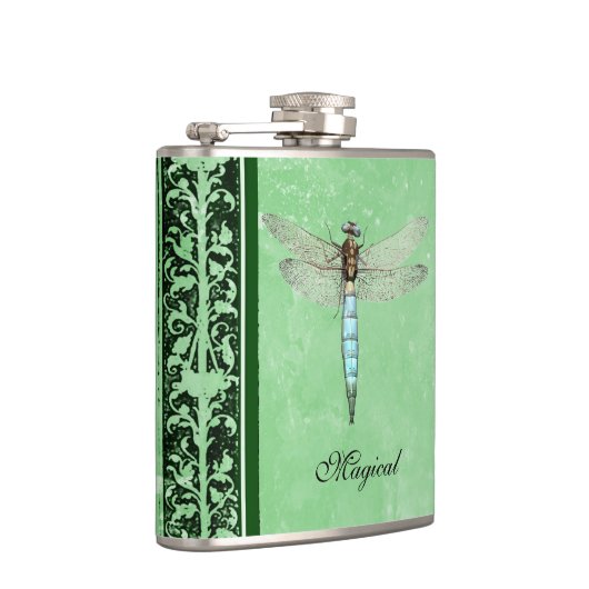 Blauwe limonade op zwart en groen heupfles (Rechts)