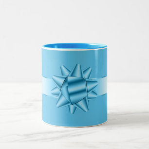 Blauwe Lint Boog Tweekleurige Koffiemok