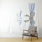 Blauwe Lint Diamanten Boog Trouwdecoratie Wandkleed (In Situ (horizontaal))