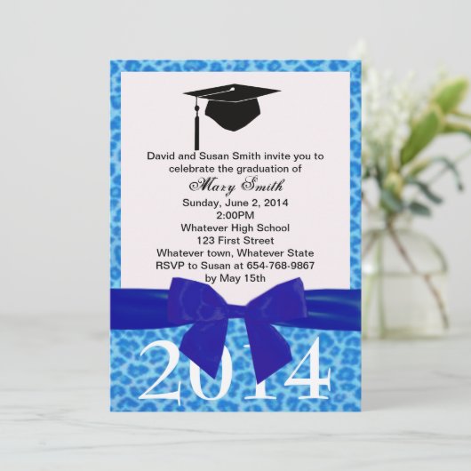 Blauwe lint en blauwe luipaard Afstuderen Kaart (Staand voorkant)