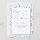 Blauwe Lint Toile Zij Knoop Het Bruidsmeisje Bruil Kaart (Voorkant)