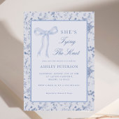 Blauwe Lint Toile Zij Knoop Het Bruidsmeisje Bruil Kaart