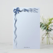 Blauwe linten en bogen briefpapier (Staand voorkant)