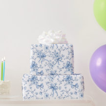 Blauwe linten en strikken Toile Coquette patroon 