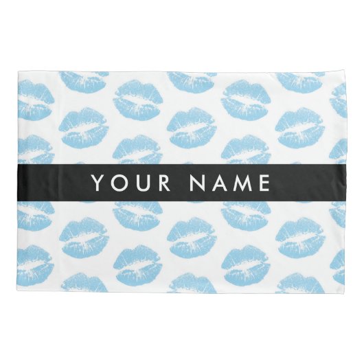 Blauwe lippen, kus, lippenstift, Jouw naam, person Kussensloop (Achterkant)