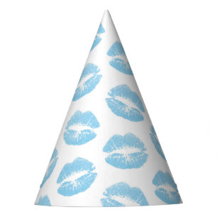 Blauwe lippen, patroon van lippen, blauwe lippenst feesthoedjes