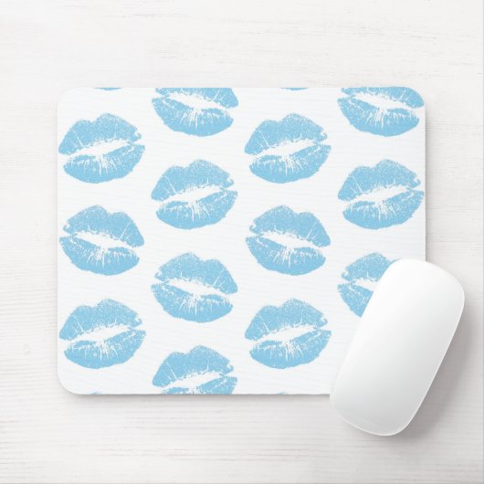 Blauwe lippen, patroon van lippen, blauwe lippenst muismat (Met muis)