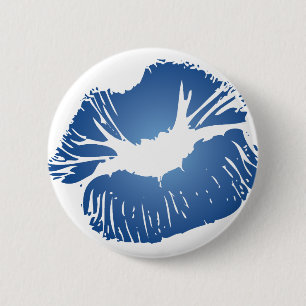 Blauwe lippen ronde button 5,7 cm
