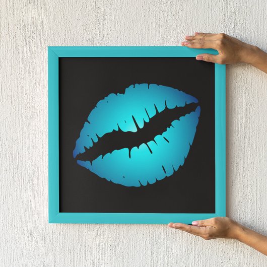 Blauwe lipstick poster