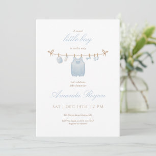 Blauwe Little Boy Baby Shower Uitnodiging