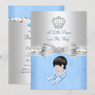 Blauwe Little Prince Baby Shower Uitnodiging