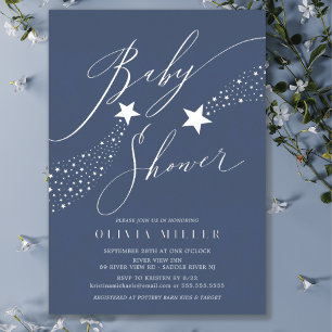 Blauwe Little Star Folie Uitnodiging