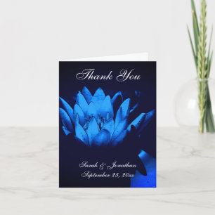 Blauwe Lotus Lelie Bloem Gepersonaliseerde bruilof Bedankkaart