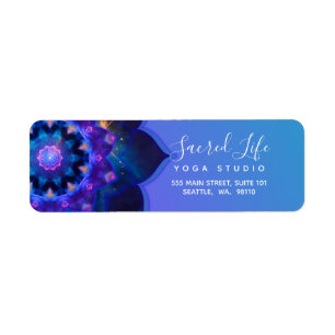 Blauwe Lotus Mandala Etiket