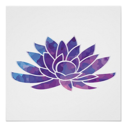 Blauwe Lotus Paarse Lotus Design Flower Art Perfect Poster (Voorkant)