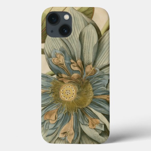 Blauwe Lotus-ventilator op Tan-achtergrond met sch Case-Mate iPhone Case (Achterkant)
