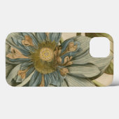 Blauwe Lotus-ventilator op Tan-achtergrond met sch Case-Mate iPhone Case (Achterkant (horizontaal))