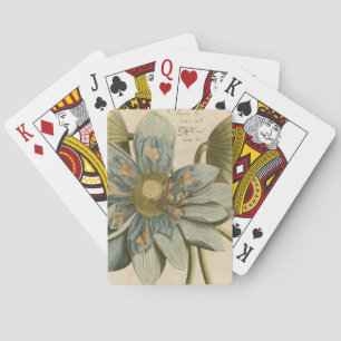 Blauwe Lotus-ventilator op Tan-achtergrond met sch Pokerkaarten