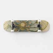 Blauwe Lotus-ventilator op Tan-achtergrond met sch Skateboard (Horizontaal)