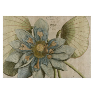 Blauwe Lotus-ventilator op Tan-achtergrond met sch Snijplank