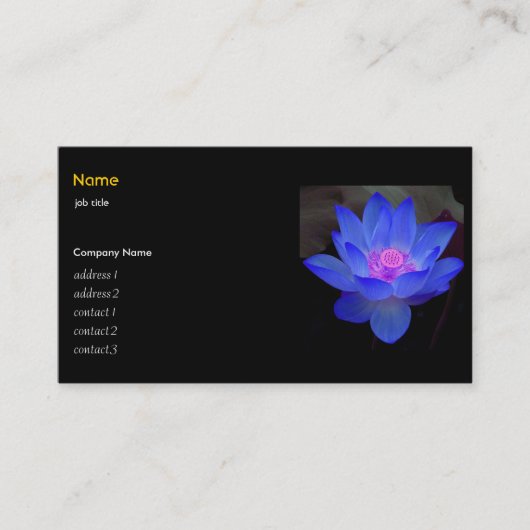 Blauwe lotus, waterlelie visitekaartje (Voorkant)