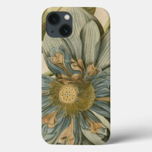 Blauwe Lotusbloem op Tane Achtergrond met Schrijfs iPhone 13 Hoesje