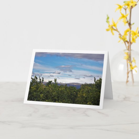 Blauwe lucht berglandschap kaart (Gele Bloem)