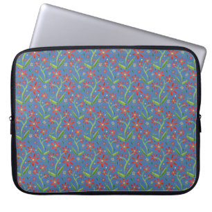 Blauwe Lucht Dansende Aquarel Margrieten Laptop Sleeve