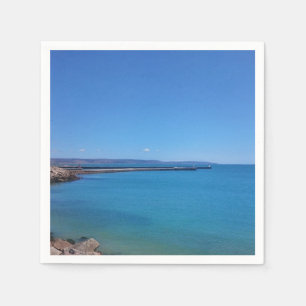 Blauwe lucht en oceaan landschap papieren servet