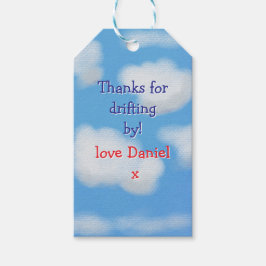 Blauwe lucht en pluizige wolken Dank u Cadeaulabel