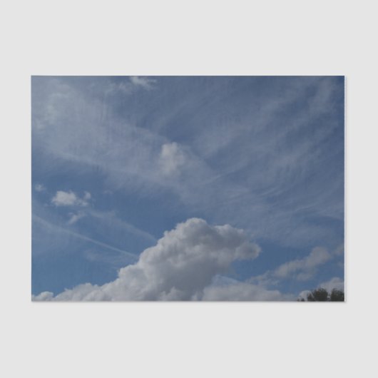 Blauwe lucht en witte wolken op weefselpapier tissuepapier (Voorkant)