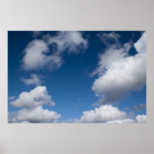 blauwe lucht en witte wolken poster (Voorkant)