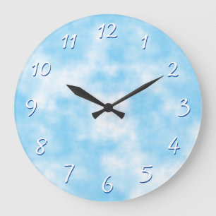Blauwe lucht- en wolkenkunst op maat grote klok