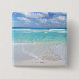 Blauwe lucht en zee 13 vierkante button 5,1 cm