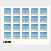 Blauwe lucht en zee 18 vierkante sticker (Vel)