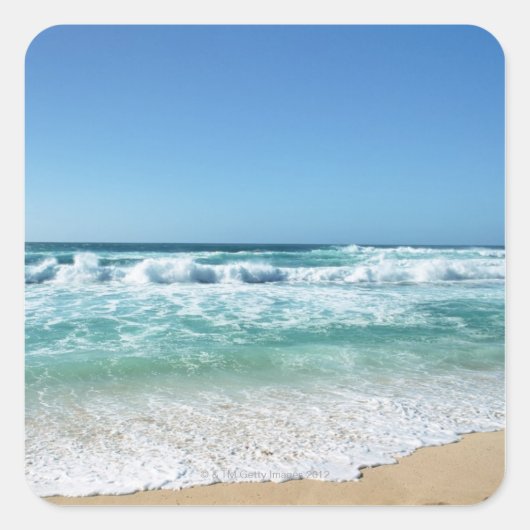 Blauwe lucht en zee 18 vierkante sticker (Voorkant)