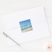 Blauwe lucht en zee 18 vierkante sticker (Envelop)