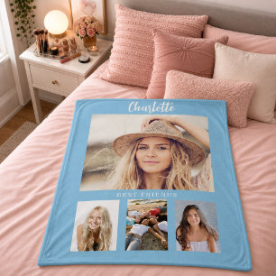 Blauwe lucht foto collage vriendinnen fleece deken