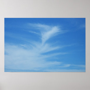 Blauwe lucht met witte wolken Abstracte natuurfoto Poster