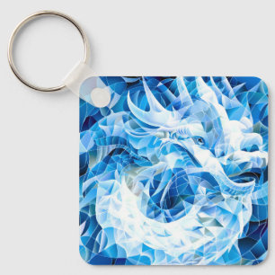 Blauwe Lucht Mozaïek Draak Sleutelhanger