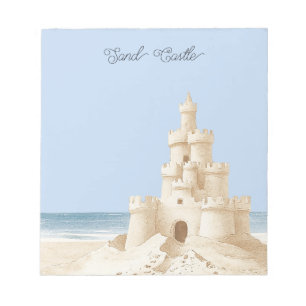 Blauwe Lucht Strand Crème Zand Kasteel Notitieblok