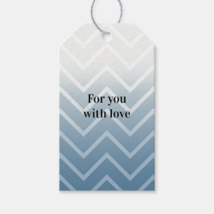 Blauwe Lucht Witte Chevron Cadeaulabel